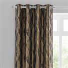 Luxor Metallic Blue Eyelet Curtains Gold and Blue