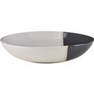 Elements Dipped Charcoal Stoneware Pasta Bowl Beige/Grey