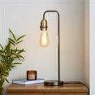 Marsden Nickel Industrial Table Lamp and Bulb Black