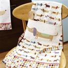 Hot Dog Sausage Dog Cotton Apron Off White, Brown and Green