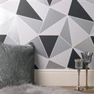 Apex Geo Sidewall Silver Wallpaper Silver