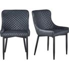Montreal Set of 2 Dining Chairs, Faux Leather Black