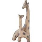 Resin Giraffe Mother and Child Sculpture Brown