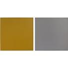 Set of 4 Dual Colour Faux Leather Placemats Grey/Yellow