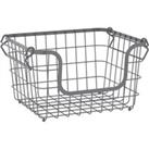 Grey Stackable Wire Basket Grey