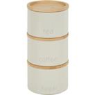 Set of 3 Cream Metal Stacking Canisters Cream