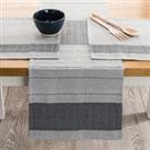 Global Bands Grey 100% Cotton Table Runner Grey/Black/White