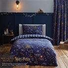Harry Potter Hogwarts Glow in The Dark Duvet Cover and Pillowcase Set Navy Blue