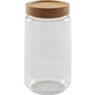 Dunelm 710ml Glass Jar with Acacia Lid Clear and Brown