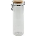 Dunelm 1630ml Glass Jar with Wooden Lid Clear and Brown