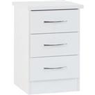 Nevada 3 Drawer Bedside Table White