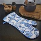 Blue India Single Oven Glove Blue, White and Grey