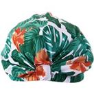 Tropical Leaf Shower Cap White, Green and Red