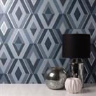Shard Geometric Blue Wallpaper Blue/Grey/White