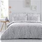 Belle Grey Reversible Duvet Cover and Pillowcase Set Grey and White