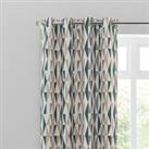 Elements Triangles Peacock Eyelet Curtains White, Green and Brown