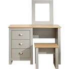 Lancaster 3 Drawer Dressing Table Set with Mirror Grey