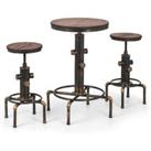 Rockport Round Bar Table with 2 Stools Brown