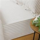 Hebden Natural Stripe 100% Cotton Fitted Sheet Cream