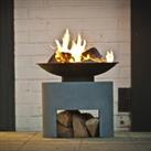 Oval Console Cement Fire Bowl Grey