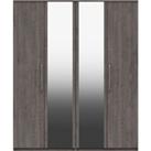 Parker 4 Door Wardrobe, Mirrored Grey