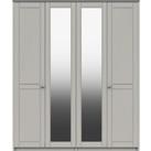 Darwin 4 Door Wardrobe, Mirrored Grey