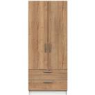 Piper Double 2 Drawer Wardrobe Brown