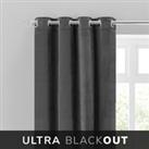 Isla Charcoal Thermal Ultra Blackout Eyelet Curtains Charcoal
