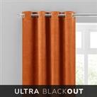 Isla Orange Thermal Ultra Blackout Eyelet Curtains Orange