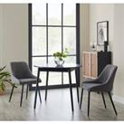 Kenton Set of 2 Dining Chairs, Flatweave Fabric Grey