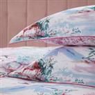 Dorma Tranquil Garden 100% Cotton Oxford Pillowcase Pair Pink/Green/White