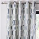 Cuba Teal Eyelet Curtains Blue/Green/White