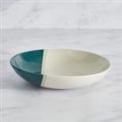 Elements Dipped Teal Stoneware Pasta Bowl Blue/White