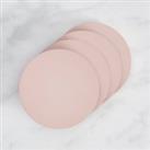 Set of 4 Painted Wooden Round Coasters Pink