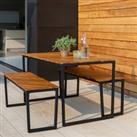 Elements 4 Seater Compact Wooden Dining Set Brown