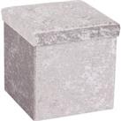 Crushed Velvet Cube Ottoman Silver Silver