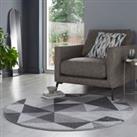 Geo Squares Round Rug Charcoal
