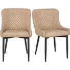 Montreal Set of 2 Dining Chairs, Faux Leather Brown