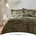 Tufted Leaf Olive 100% Organic Cotton Duvet Cover and Pillowcase Set Green