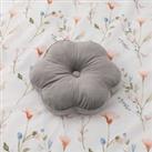 Flower Velvet Cushion Grey