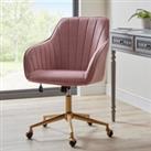 Connie Pleated Velvet Office Chair Pink