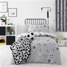 Football Grey and White Reversible Duvet Cover and Pillowcase Set Grey/White