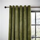 Recycled Velour Olive Eyelet Curtains Green
