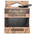 Hemline Gold PU Leather Retractable Tape Measure 150cm Black