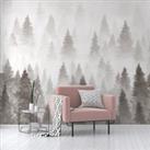 Pine Forest Mural Grey