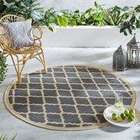 Padua Round Geometric Indoor Outdoor Rug Grey/Brown