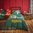Harry Potter Slytherin House Reversible Duvet Cover and Pillowcase Set green