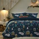 Dunelm furn. Winter Pines Navy Blue Duvet Cover and Pillowcase Set, Size: Small Single Red