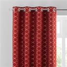 Chenille Ogee Red Eyelet Curtains Deep Red