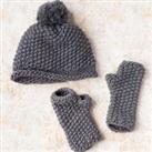 Wool Couture Ivy Hat and Fingerless Gloves Knitting Kit Grey
